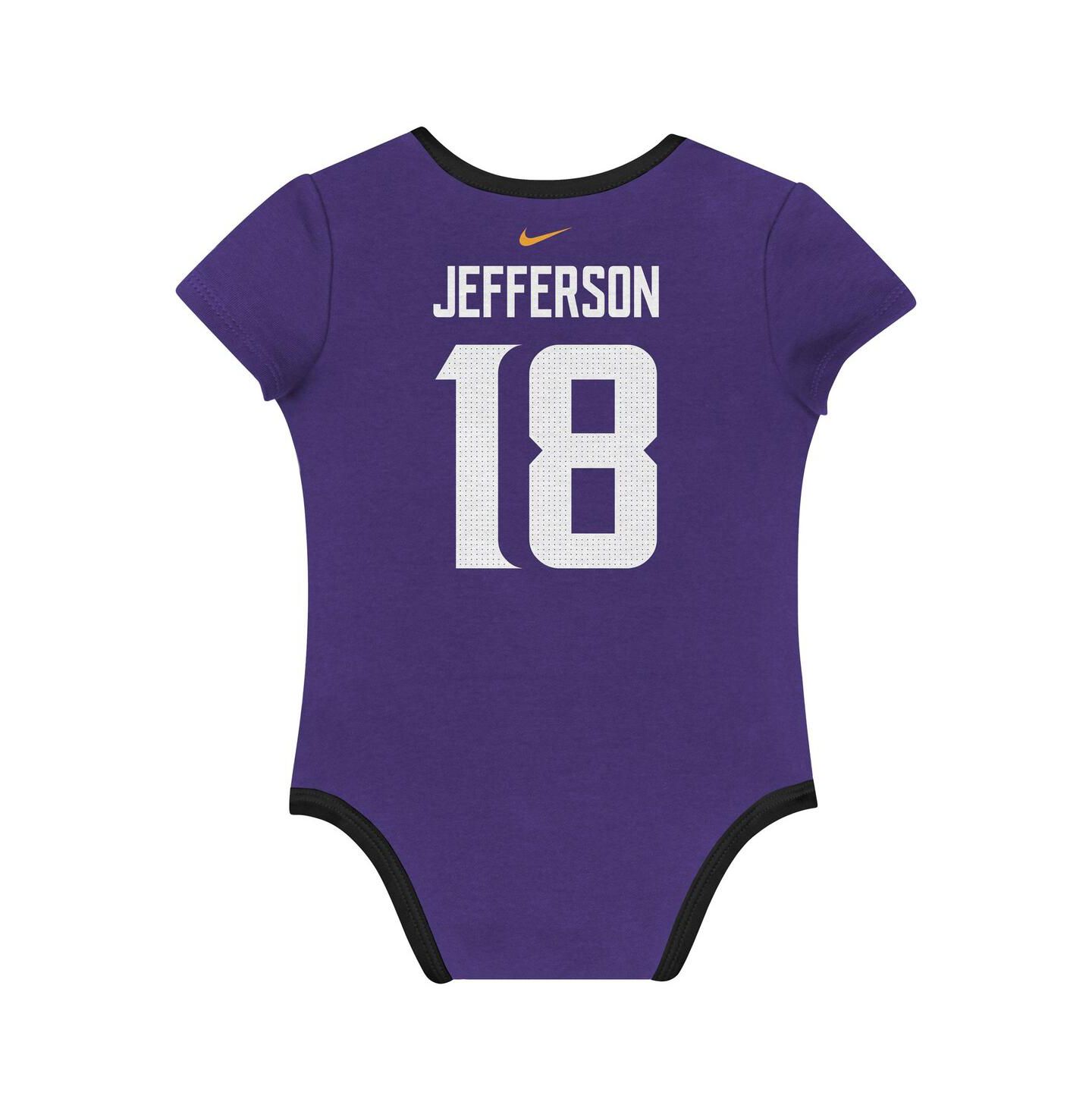 Nike Baby Boys and Girls 3-Pack Justin Jefferson Minnesota Vikings Name & Number Bodysuit Set — фото 3