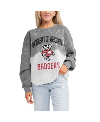 Gameday Couture - Women's Gray Wisconsin Badgers Twice As Nice Faded Crewneck Sweatshirt