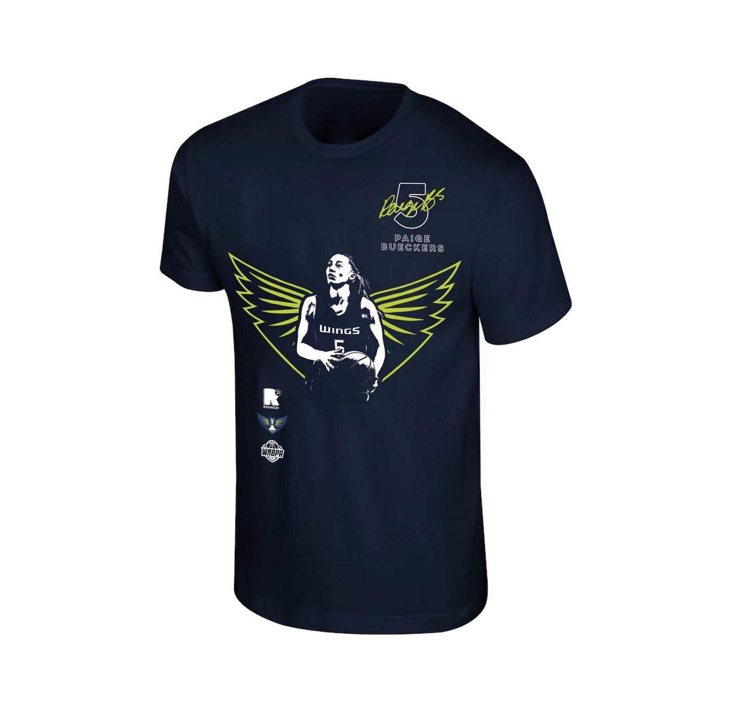 Men's and Women's Paige Bueckers Navy Dallas Wings 2025 WNBA Draft Night T-Shirt