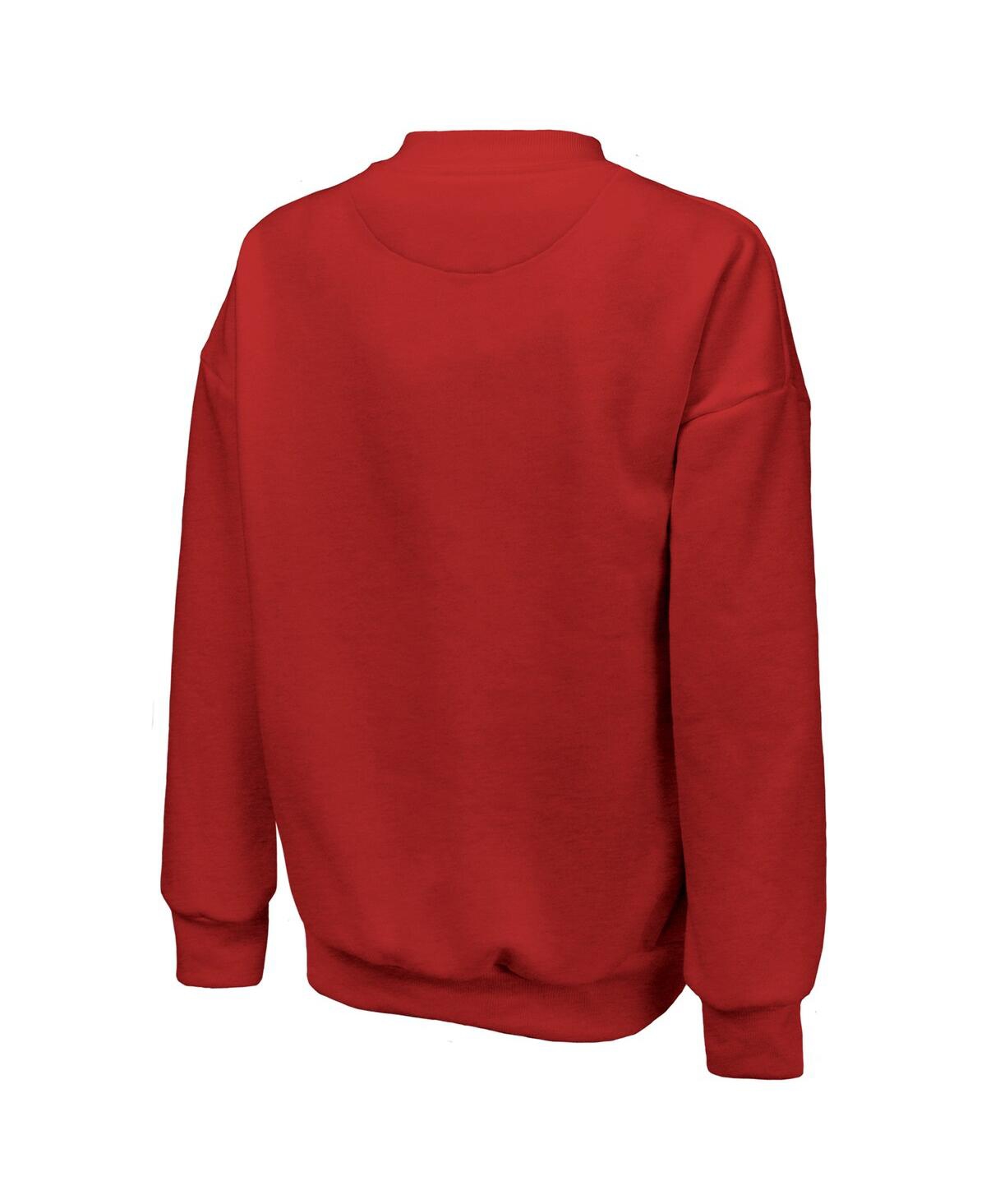 Majestic Women's Red Indiana Fever Primary Logo Drop Shoulder Tri-blend Pullover Sweatshirt In Red