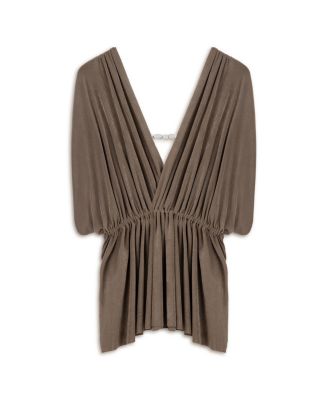 Women's V-Neck Beaded Accessory Blouse