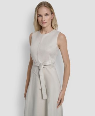 Women's Sleeveless Crew Neck Fit & Flare Dress