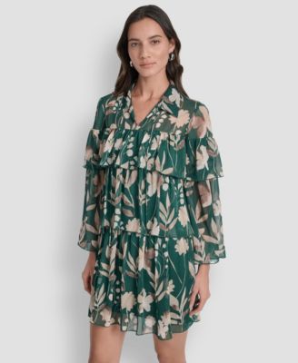 Women's Long Sleeve Tiered Ruffle Dress