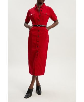 Women's Denim Short Sleeve Shirt Dress