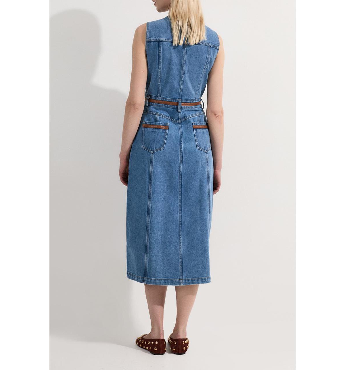 Karen Millen Women's Sleeveless Denim Midi Dress