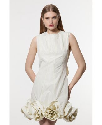 Taffeta Rosette Woven Mini Dress