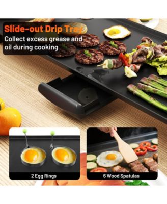 35" Extra Large Electric Griddle with 4-Level Thermostat Control and Removable Drip Tray