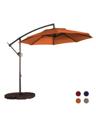 10ft Patio Umbrella, Outdoor Offset Cantilever Umbrella, Infinite Tilt, Crank and Cross Base, Navy