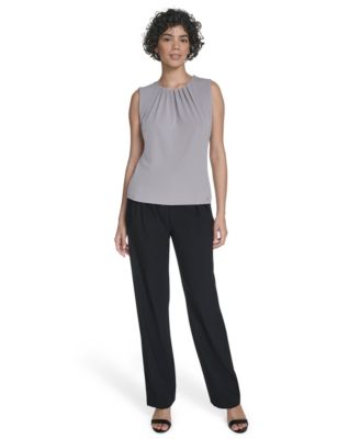 Women’s Sleeveless Pleated Neck Top