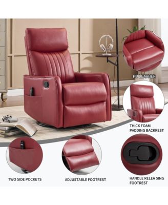 Heat Massage Manual Recliner Chair with Rocker and Swivel in Fabric for Living Room