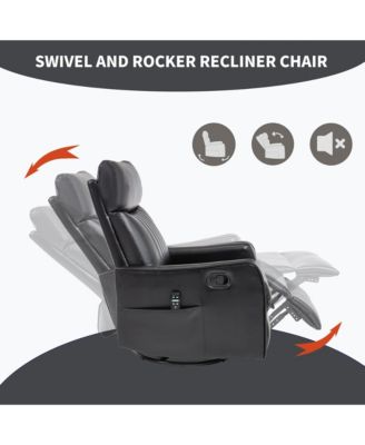 Heat Massage Manual Recliner Chair with Rocker and Swivel in Fabric for Living Room