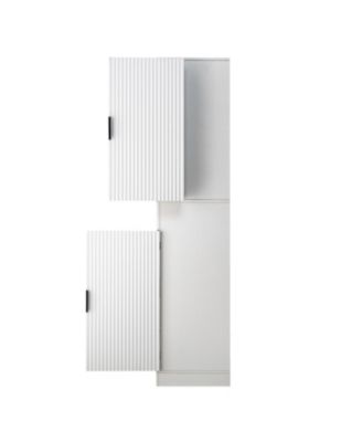 72" Fluted Pantry Cabinet - Keyboard Drawers & Adjustable Shelves White