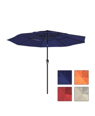 3-Tier Patio Umbrella with Led Lights 10ft Outdoor Patio Table Umbrella Large Umbrella Pool Umbrella For Deck, Pool, Garden, Patio