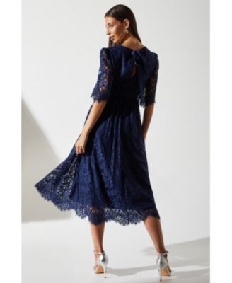 Women's Lace Short Sleeve Midi Dress.