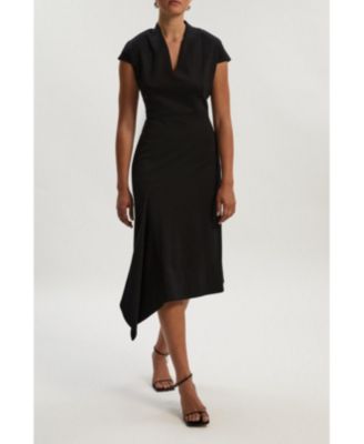 Women's Asymmetric Front Tailored Midi Dress