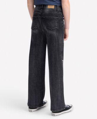 Girls' High-Rise Embellished Wide Leg Jeans
