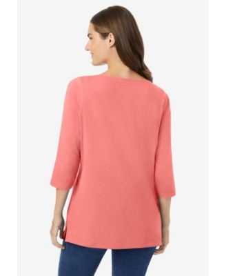 Plus Size Perfect Three-Quarter Sleeve Boatneck Tee