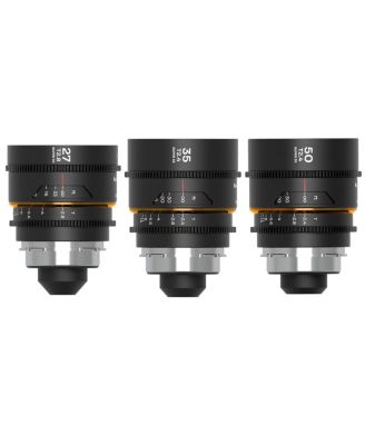 Laowa Nanomorph S35 Prime 3-Lens Bundle with 35mm, 50mm T2.4 and 27mm T2.8 Anamorphic Lens for PL Mount/Canon EF, Amber Flare