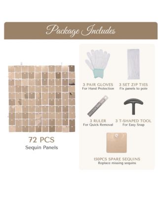 10x7 FT Shimmer Wall Backdrop with Stand 72 Pcs Panels Decor for Wedding Party