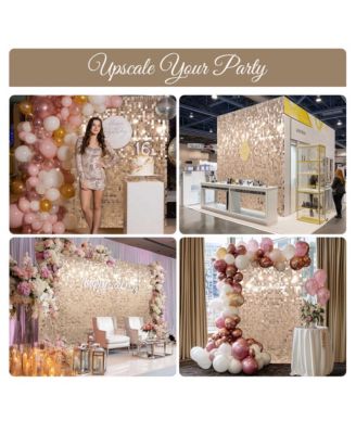 10x7 FT Shimmer Wall Backdrop with Stand 72 Pcs Panels Decor for Wedding Party