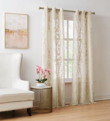 Shelton Burn Out Grommet Window Curtain Panel Pair 2 Piece Window Curtain