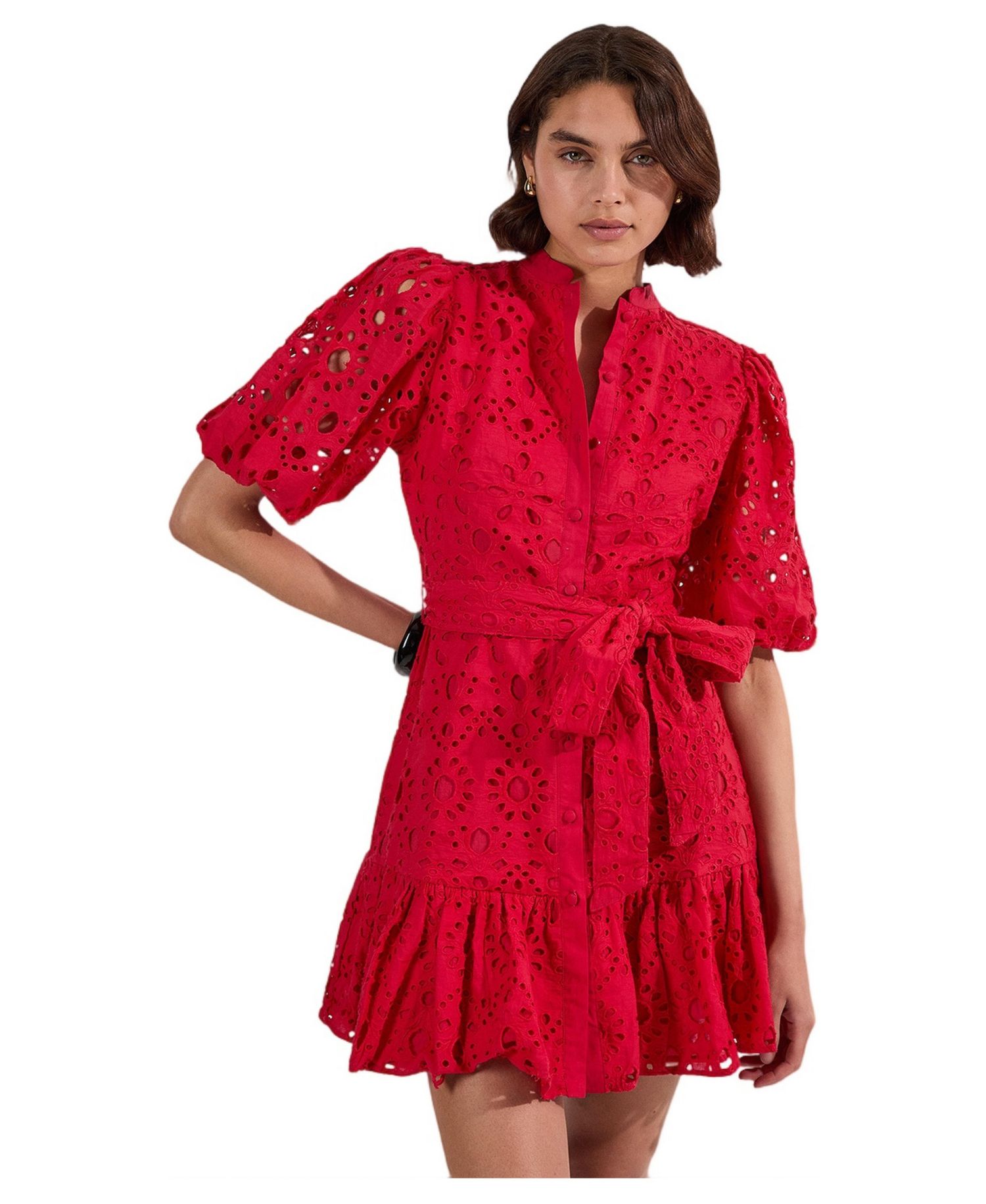 Women's Woven Tie Waist Mini Dress