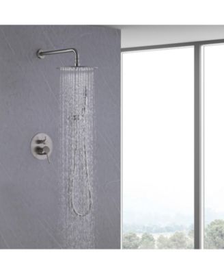 1-Handle 2-Spray Rain Shower Faucet and Hand Shower Combo Kit in Brushed Gold (Valve Included)