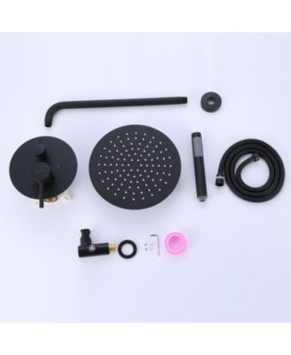 1-Handle 2-Spray Rain Shower Faucet and Hand Shower Combo Kit in Brushed Gold (Valve Included)