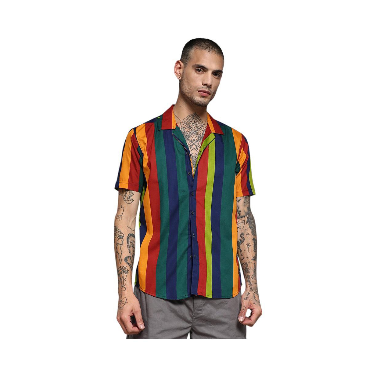 Campus Sutra Men's Awning Striped Shirt