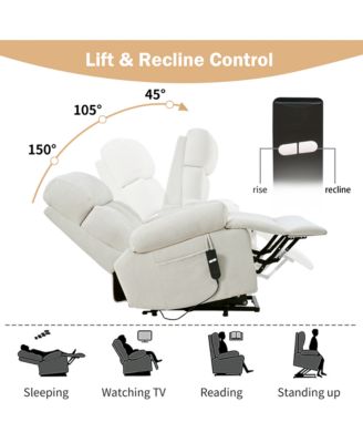 Oversized Fabric Recliner Chair – Electric Power Lift, Remote Control – Elderly Support Seating