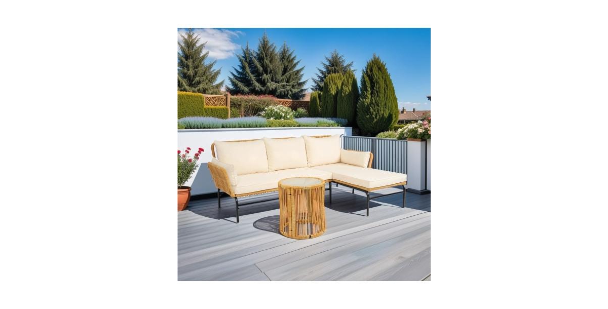 Flynama 3 Piece Outdoor Wicker Patio Set with 3.15 Inch Cushions