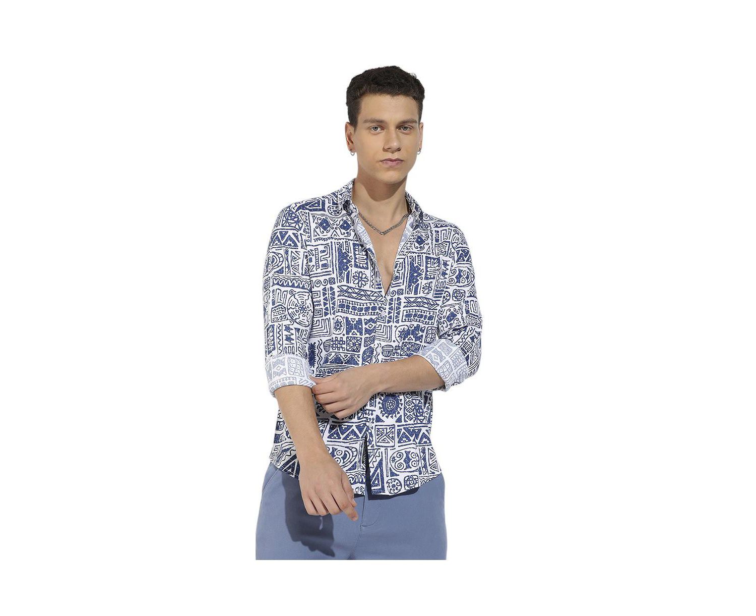 Men's Contrast Aztec Shirt