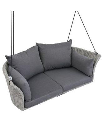 51.9 Inch 2-Person Rattan Swing Chair with 500lb Capacity and Adjustable Ropes