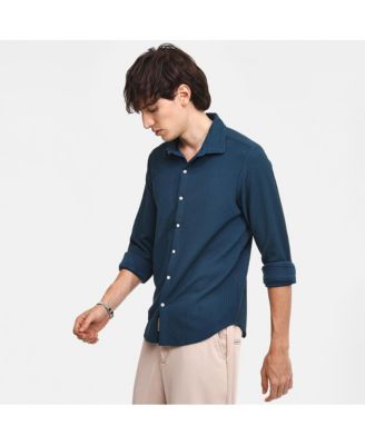 Men's Aegean Blue Stripe-Creased Shirt