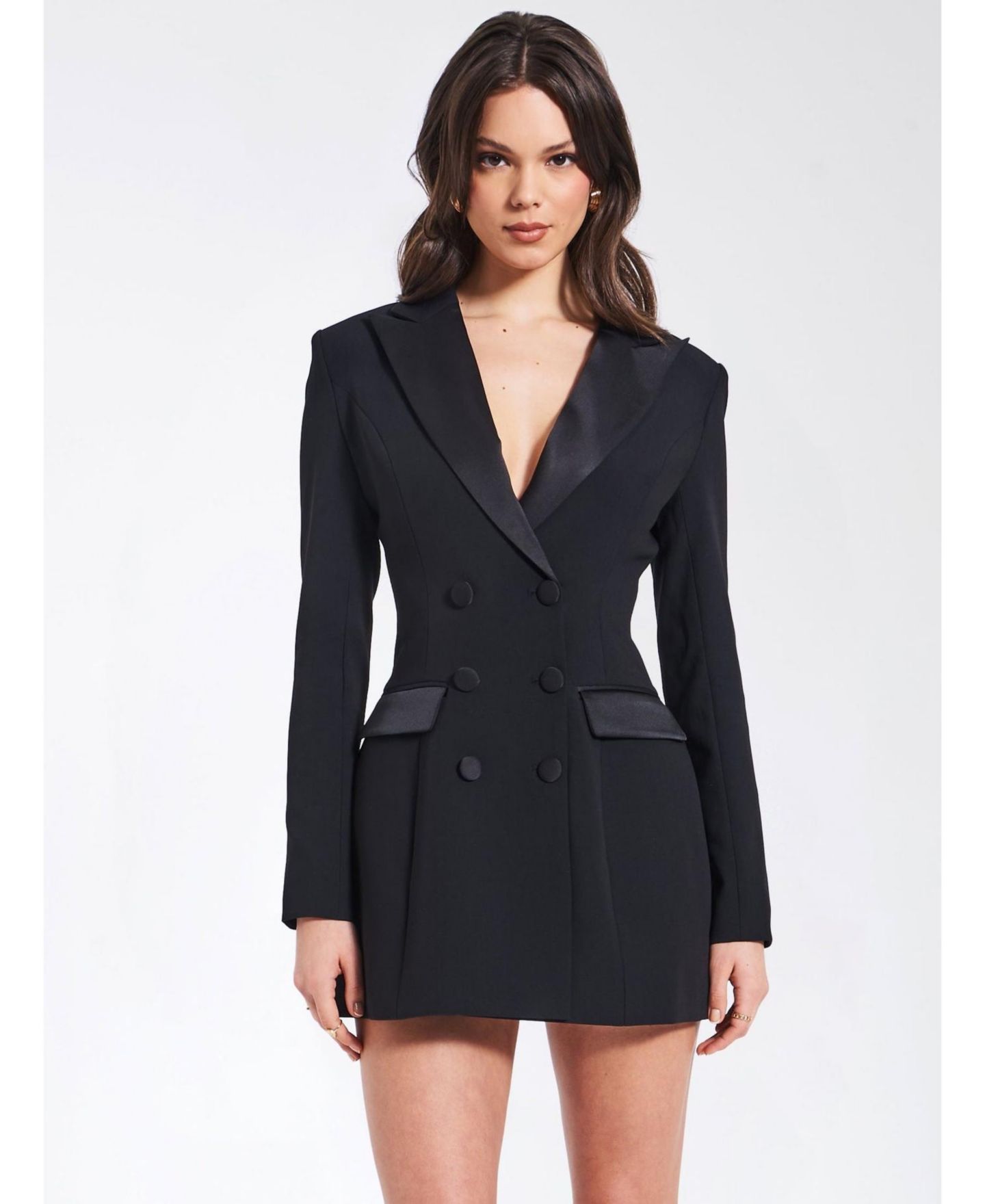 Женское платье Miss Circle Women Calista Black Stretch Crepe Blazer, цвет: Чёрный — фото 2