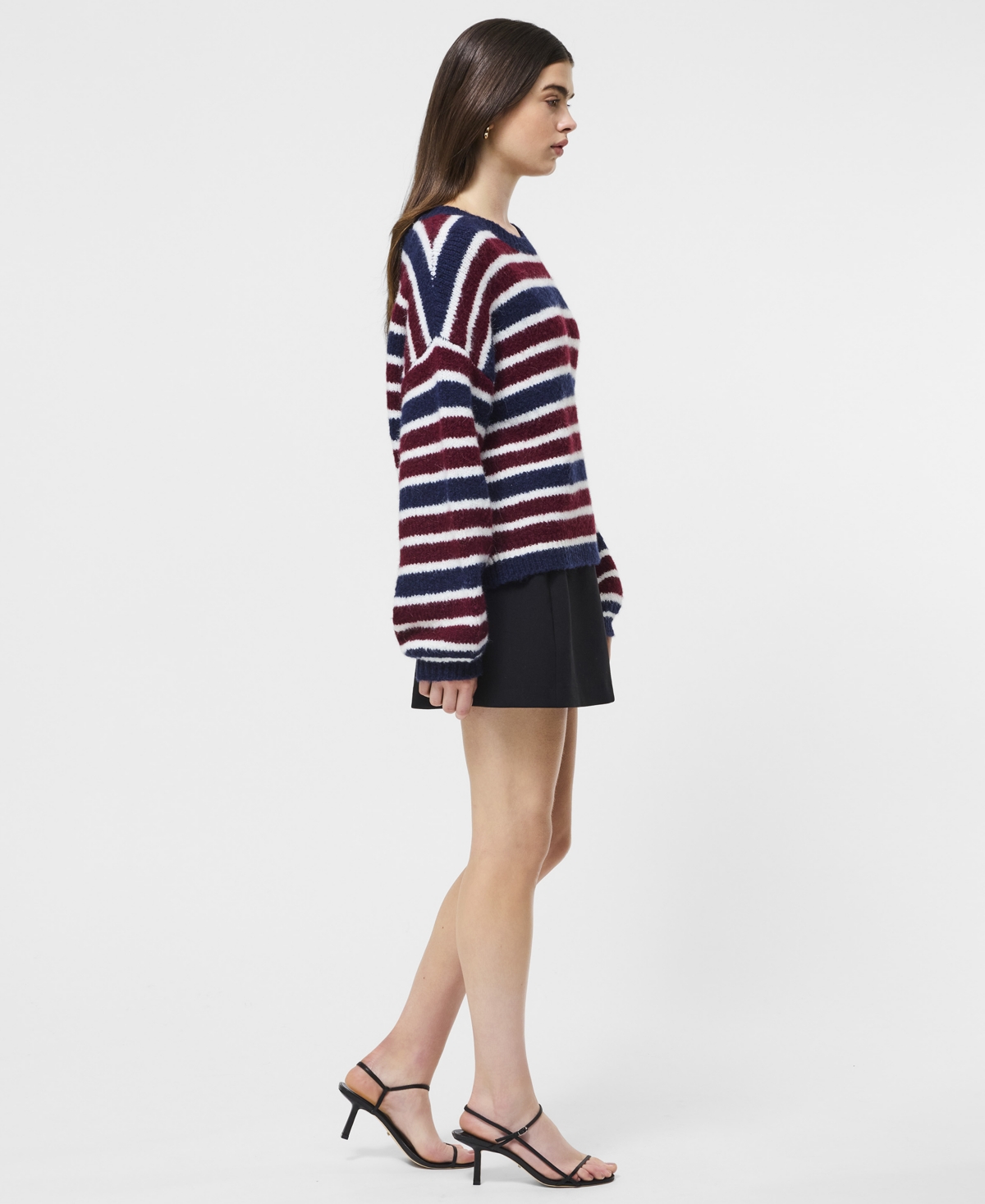 French Connection Stripe Crewneck Sweater In Blue