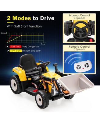 Kids Ride On Excavator Digger 12V Electric Tractor RC w/ Digging Bucket