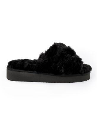 Women's Teddy Crossband Faux Fur Slippers