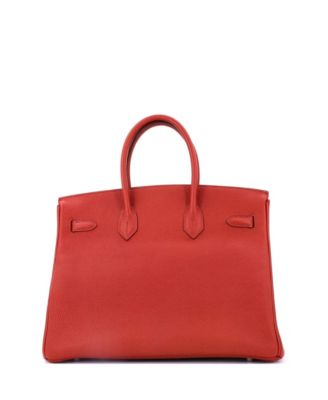Pre-Owned HERMES Birkin 35 Handbag Red Togo with Palladium Hardware