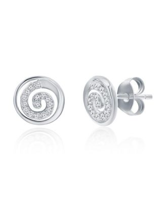 Sterling Silver, Pave CZ Swirl Design Necklace & Earrings Set