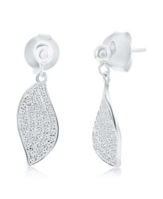 Sterling Silver, Pave CZ Wave Design Necklace & Earrings Set