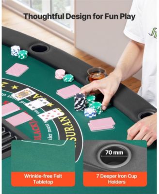 Semi Oval Folding Poker Table for 7 Players Casino Texas Holdem Game Table
