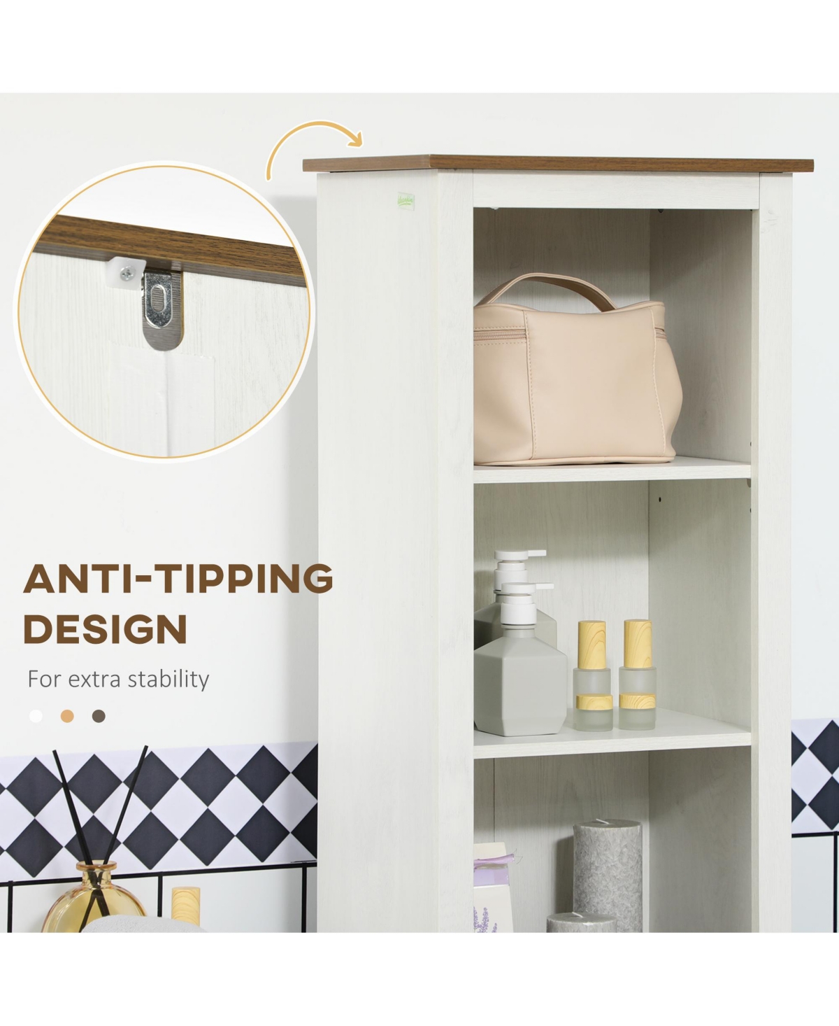 Slickblue Bathroom Cabinet for Small Spaces with Waterproof Finish and Shelves