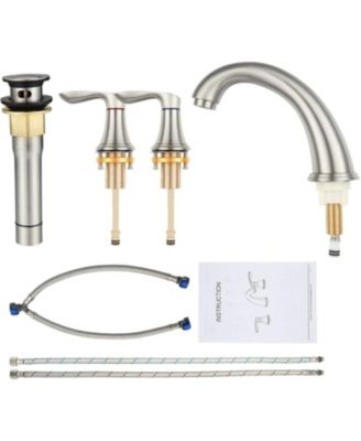 Bathroom Sink Faucet, 8 Inch Widespread Bathroom Faucet with 2 Lever Handles, 3 Hole Low Arc Basin Sink Faucet