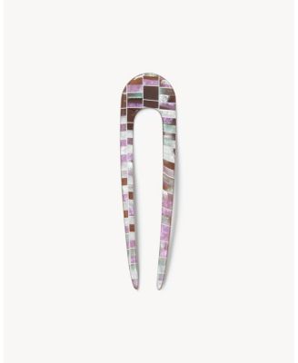 French Hair Pin - Brown shell checker