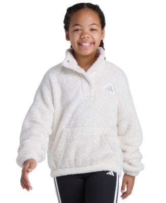adidas Big Girls' S-XL Long Sleeve Mock Neck Lurex Sherpa Pullover