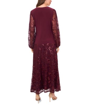 Women's Mixed Media Long Sleeve Top