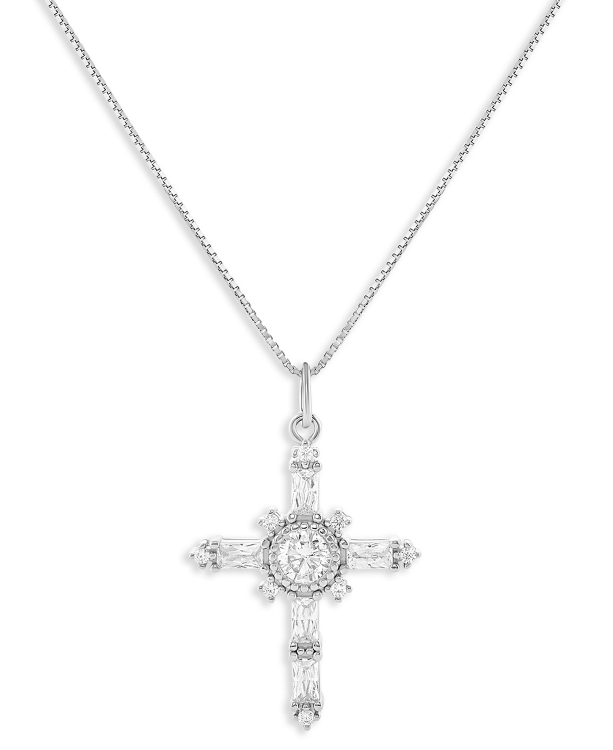 Holiday Lane Sterling Silver Cross Pendant Necklace, Macy's Exclusive