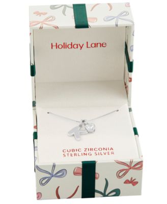 Sterling Silver Initial Charm Necklace in Holiday Ornament, Macy's Exclusive