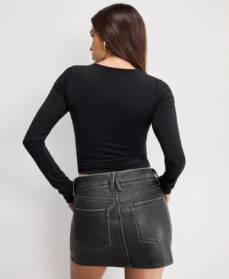 Women's Jersey U Wire Long-Sleeve Top, Regular & Plus Size